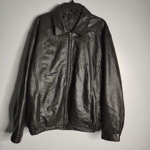 Roundtree & Yorke Dark Brown Genuine Leather  Aviator Bomber Jacket Men's XL New